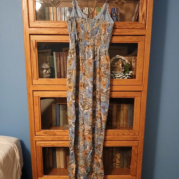 Boho Bog sz sm blue floral jumpsuit - Picture 2 of 2